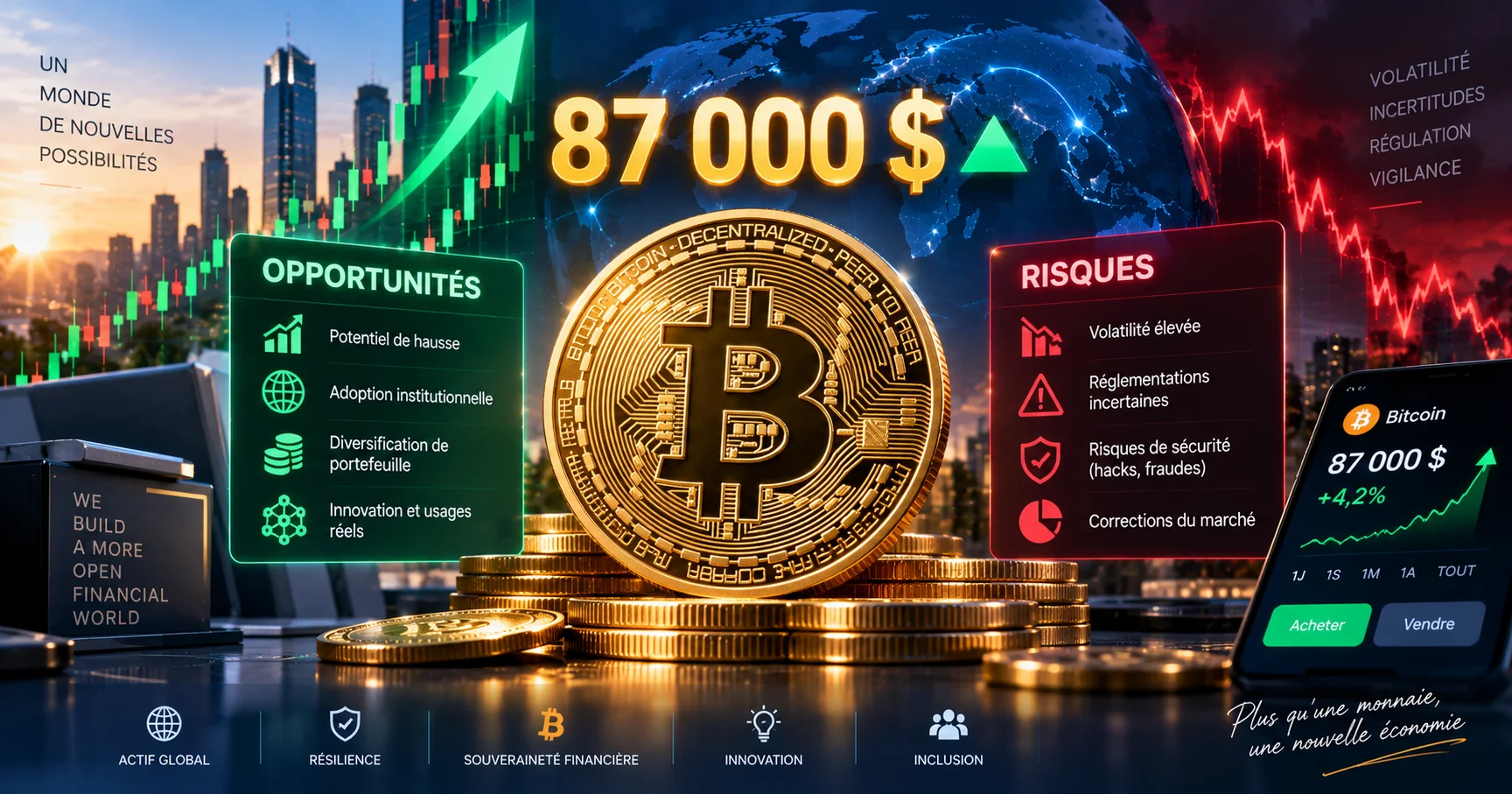 Bitcoin atteint 87 000 $ : opportunités et risques
